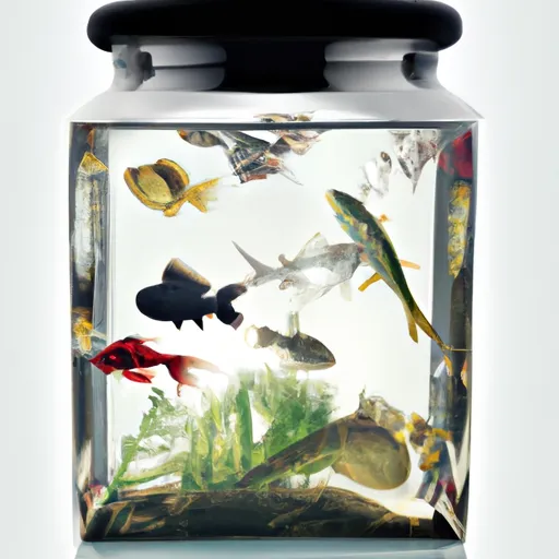Bild av glasbehållare med vattendjur