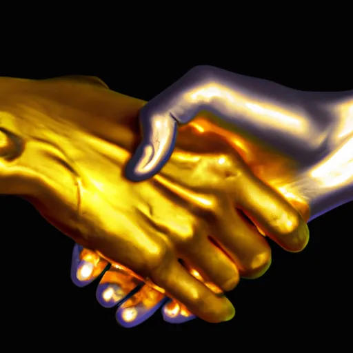 Bild av gyllene handslag
